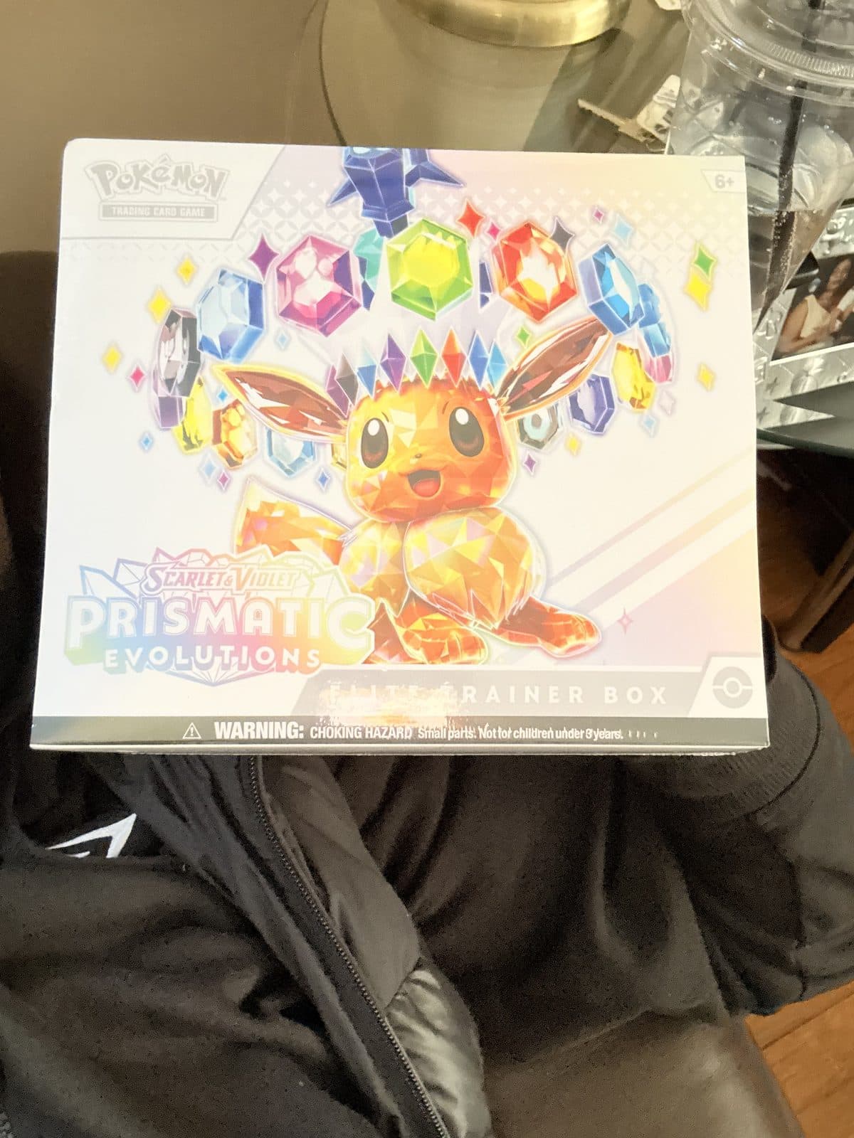 A sealed Pokemon Scarlet and Violet Prismatic Evolutions Elite Trainer Box