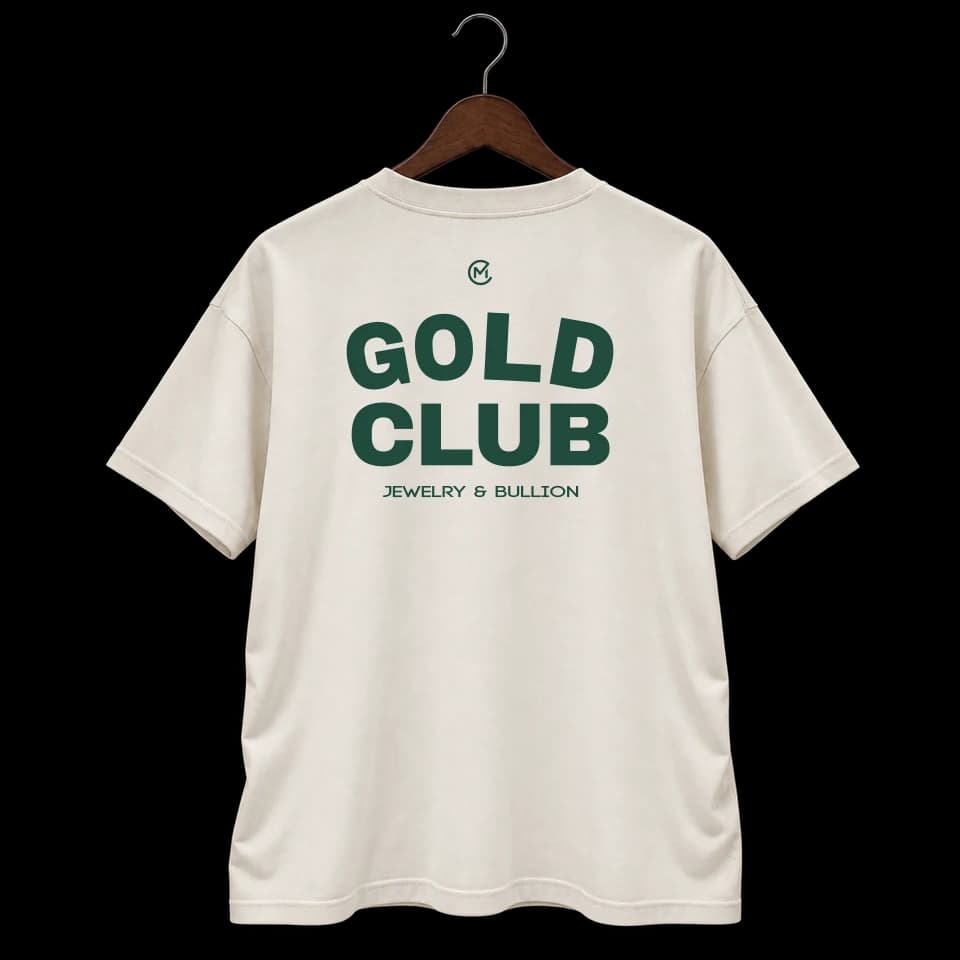 Gold Club graphic tee in cream with forest lettering
