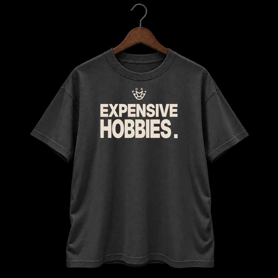 Expensive Hobbies graphic tee in dark