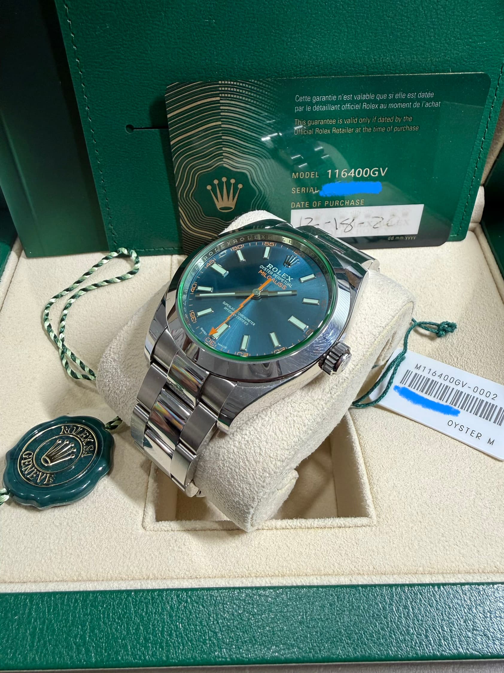 Rolex Milgauss, blue dial 116400GV